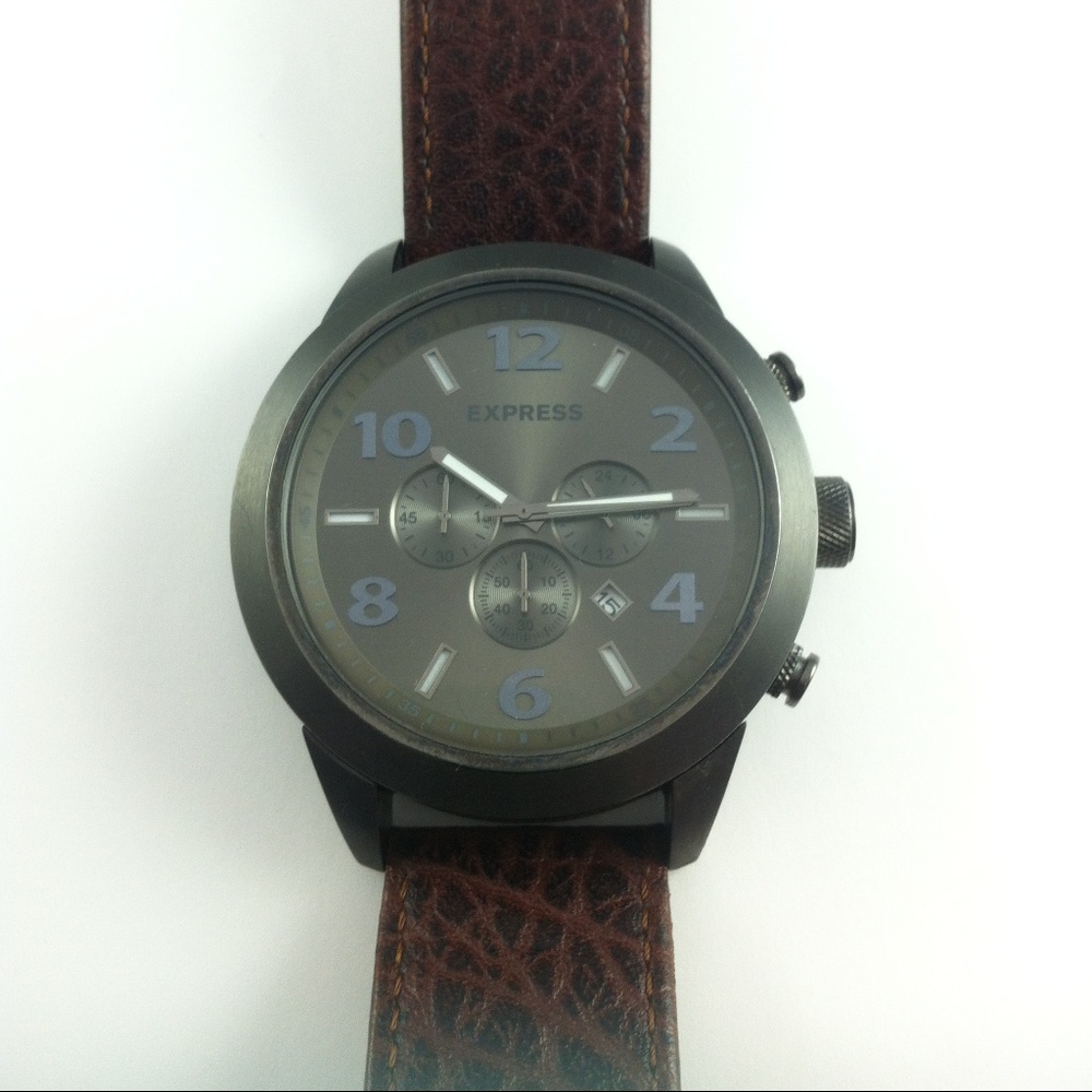 Express Men's Watch Large Face Genuine Leather